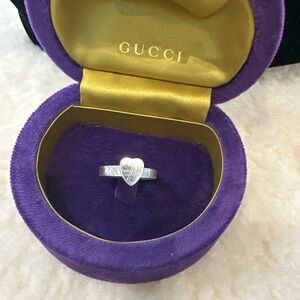 Gucci Heart Silver Ring Heart Size 7.75 Authentic